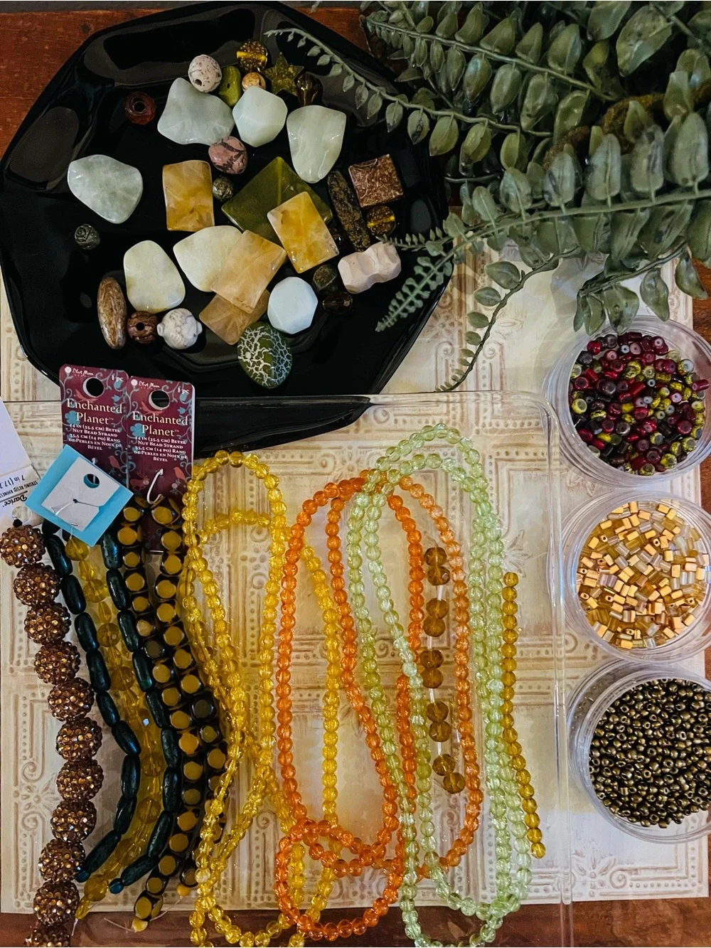 Awesome Autumn Bead Variety Lot— Glass, Acrylic, Stones Variety Fall Colors